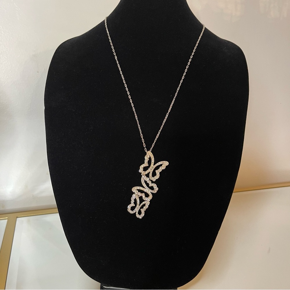BUTTERIES🦋 BEAUTIFUL NOLAN MILLER RHINESTONES PAVE SET NECKLACE THREE UP-FOLDED